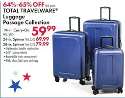 Boscov's TOTAL TRAVELWARE Luggage Passage Collection offer