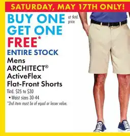 Boscov's ENTIRE STOCK Mens ARCHITECT ActiveFlex Flat-Front Shorts offer