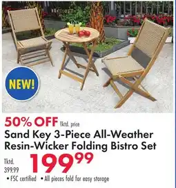 Boscov's Sand Key 3-Piece All-Weather Resin-Wicker Folding Bistro Set offer