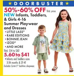 Boscov's Infants, Toddlers, Girls 4-16 Summer Playwear and Dresses offer