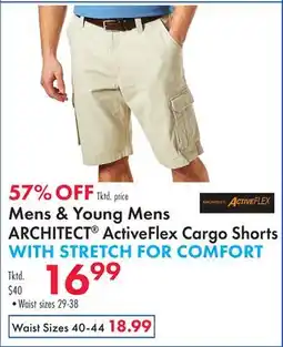 Boscov's Mens Young Mens ARCHITECT ActiveFlex Cargo Shorts WITH STRETCH FOR COMFORT offer