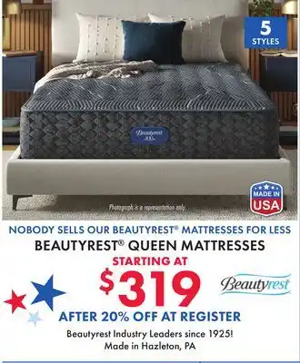 Boscov's BEAUTYREST QUEEN MATTRESSES offer