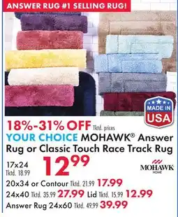 Boscov's MOHAWK Answer Rug or Classic Touch Race Track Rug offer