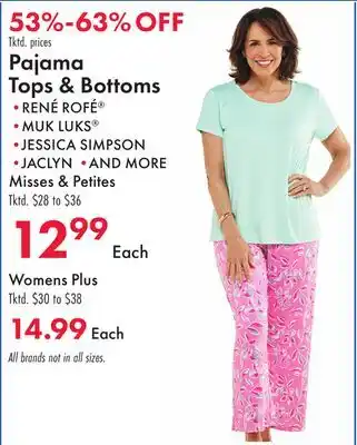 Boscov's Pajama Tops & Bottoms offer
