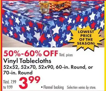 Boscov's Vinyl Tablecloths offer