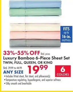Boscov's Luxury Bamboo 6-Piece Sheet Set offer