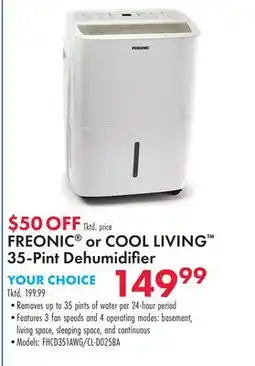Boscov's FREONIC or COOL LIVING 35-Pint Dehumidifi offer