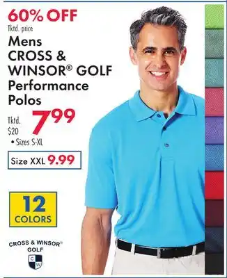 Boscov's Mens CROSS & WINSOR GOLF Performance Polos offer