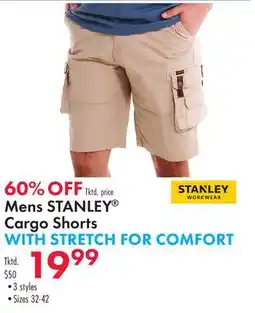 Boscov's Mens STANLEY Cargo Shorts WITH STRETCH FOR COMFORT offer
