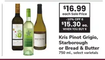 ACME Kris Pinot Grigio, Starborough or Bread & Butter offer