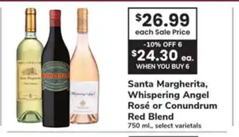ACME Santa Margherita, Whispering Angel Rosé or Conundrum Red Blend offer
