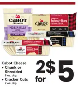 ACME Cabot Cheese Chunk or Shredded 8 oz. pkg. • Cracker Cuts 7 oz. pkg offer