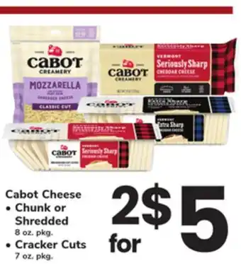 ACME Cabot Cheese Chunk or Shredded 8 oz. pkg. • Cracker Cuts 7 oz. pkg offer