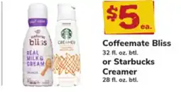 ACME Coffeemate Bliss 32 fl. oz. btl. or Starbucks Creamer 28 fl. oz. btl offer