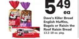 ACME Dave's Killer Bread English Muffins, Bagels or Raisin the Roof Raisin Bread offer