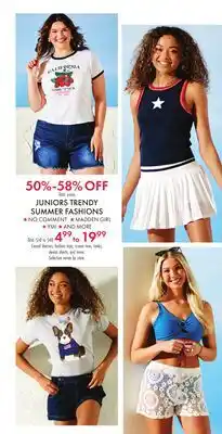 Boscov's JUNIORS TRENDY SUMMER FASHIONS offer