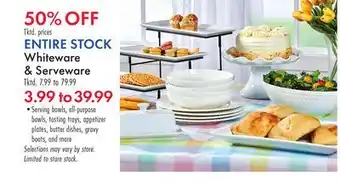 Boscov's ENTIRE STOCK Whiteware & Serveware offer