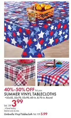 Boscov's SUMMER VINYL TABLECLOTHS offer