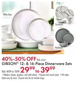 Boscov's GIBSON 12-& 16-Piece Dinnerware Sets offer