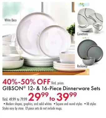 Boscov's GIBSON 12-& 16-Piece Dinnerware Sets offer