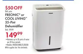 Boscov's FREONIC or COOL LIVING 35-Pint Dehumidifier offer