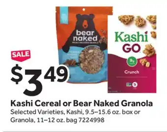 Stop&Shop Kashi Cereal or Bear Naked Granola offer