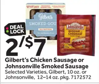 Stop&Shop Gilbert's Chicken Sausage or Johnsonville Smoked Sausage offer