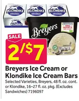 Stop&Shop Breyers Ice Cream or Klondike Ice Cream Bars offer