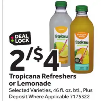 Stop&Shop Tropicana Refreshers or Lemonade offer