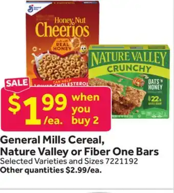 Stop&Shop General Mills Cereal, Nature Valley or Fiber One Bars offer