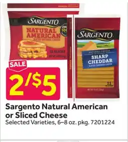 Stop&Shop Sargento Natural American or Sliced Cheese offer