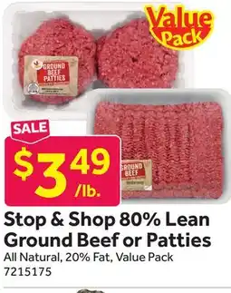 Stop&Shop Stop & Shop 80% Lean Ground Beef or Patties offer