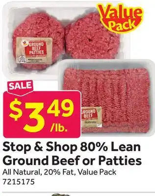 Stop&Shop Stop & Shop 80% Lean Ground Beef or Patties offer