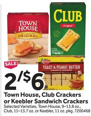 Stop&Shop Town House, Club Crackers or Keebler Sandwich Crackers offer