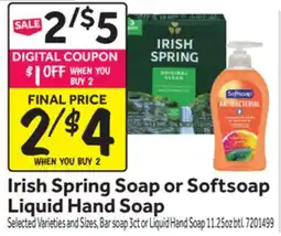 Stop&Shop Irish Spring Soap or Softsoap Liquid Hand Soap offer