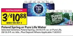 Stop&Shop Poland Spring or Pure Life Water offer