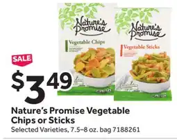 Stop&Shop Nature's Promise Vegetable Chips or Sticks offer
