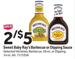 Stop&Shop Sweet Baby Ray's Barbecue or Dipping Sauce offer