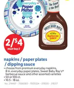 Lidl napkins/paper plates/dipping sauce offer