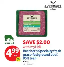 Lidl Butcher's Specialty fresh grass-fed ground beef, 85% lean offer
