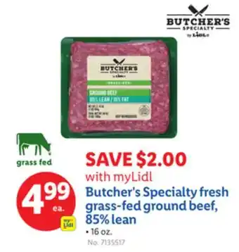 Lidl Butcher's Specialty fresh grass-fed ground beef, 85% lean offer
