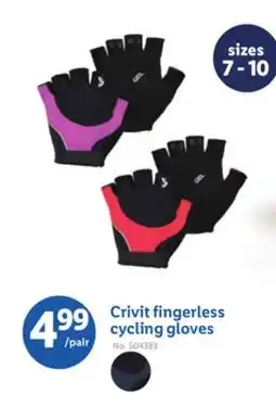 Lidl Crivit fingerless cycling gloves offer