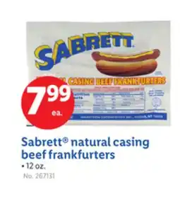 Lidl Sabrett natural casing beef frankfurters offer