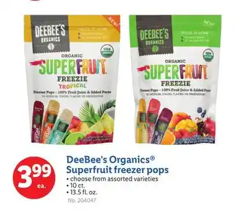 Lidl DeeBee's Organics Superfruit freezer pops offer