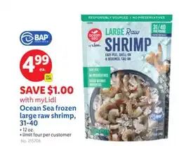 Lidl Ocean Sea frozen large raw shrimp, 31-40 offer
