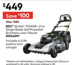 Lowe's 56-Volt G POWER + 21-in Single-Blade Self-Propelled Brushless Lawn Mower offer