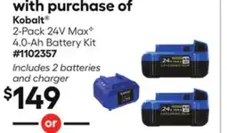 Lowe's 2-Pack 24V MaxC 4.0-Ah Battery Kit offer