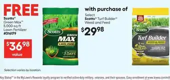 Lowe's Turf Builder Weed and Feed offer