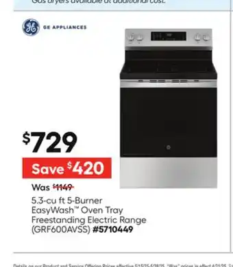 Lowe's 5.3-cu ft 5-Burner EasyWash Oven Tray Freestanding Range offer