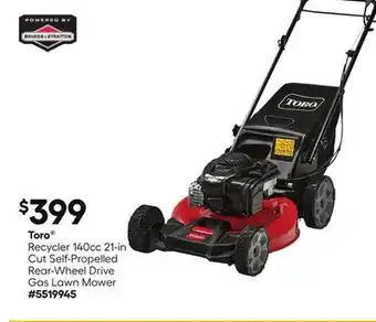 Lowe's Toro Recycler 140cc 21-in Cut Self-Propelled Rear-Wheel Drive Gas Lawn Mower offer